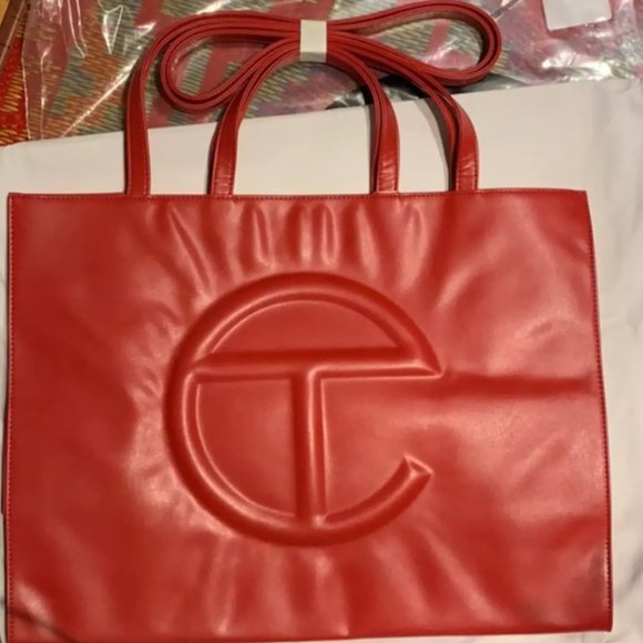 telfar large shopping bag red vegan leather - Picture 1 of 5